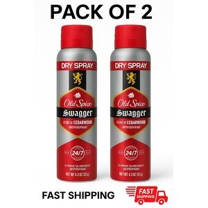 Old Spice Swagger Cedarwood Dry Spray Antiperspirant Deodorant 4.3oz 2 Pack New